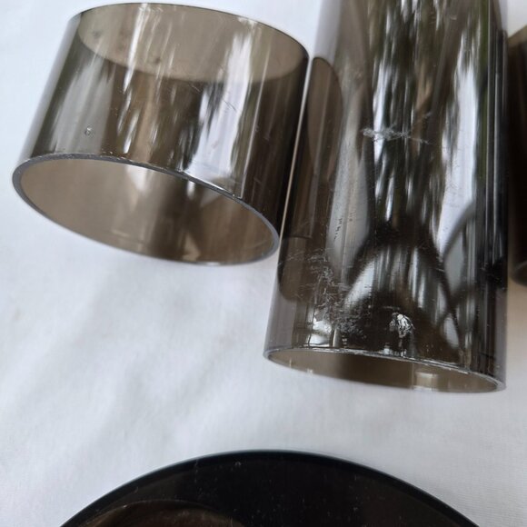 Vintage 80's Desk Organizer Pencil Caddy Smoky Acrylic - Picture 7 of 8